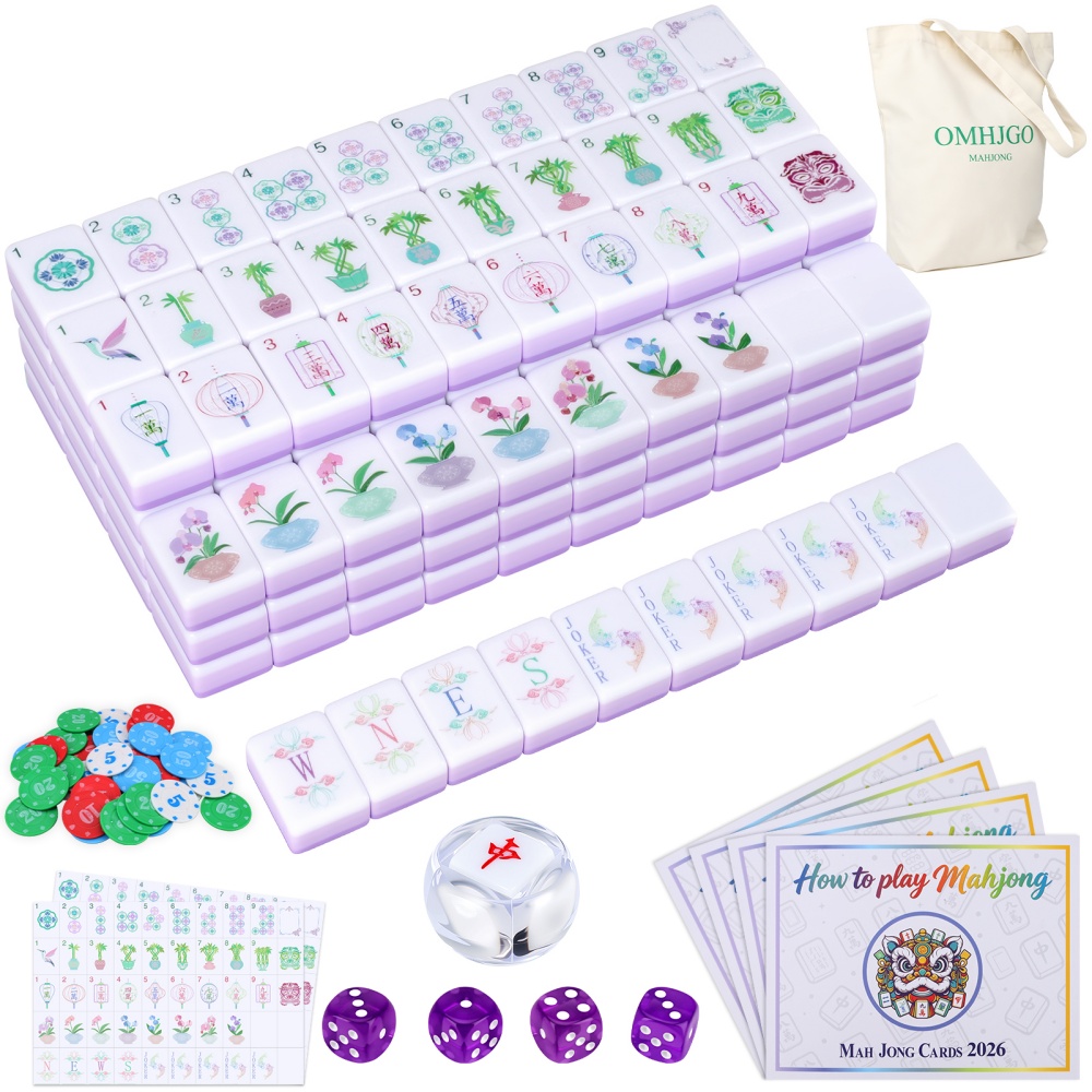 Board Game Master - US-Lager 4-lagiges Acryl-Mahjong-Set, 160 Stück geschnitzte