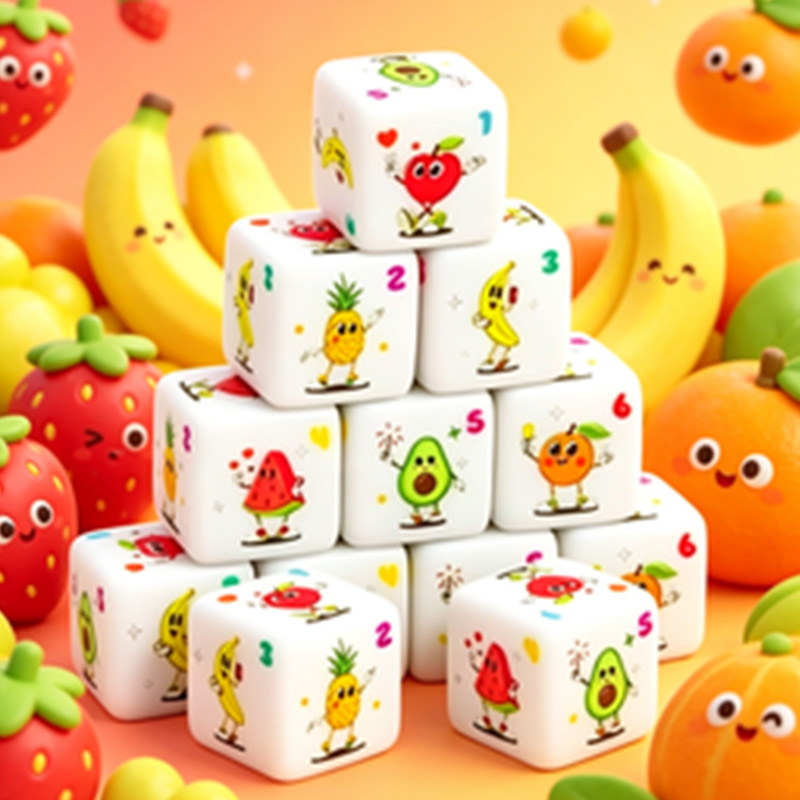 Board Game Dnd - 12-teiliges Würfelset mit Frucht-Motiv, D6, für