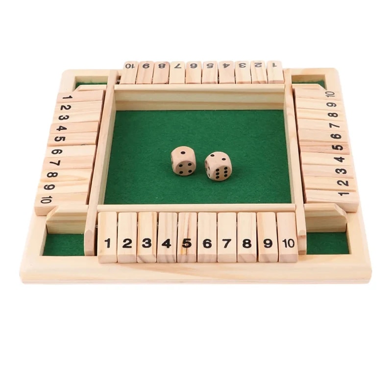 Board Game Dnd - Deluxe vierseitiges 10-Zahlen-Brettspiel-Set „Shut The Box“,